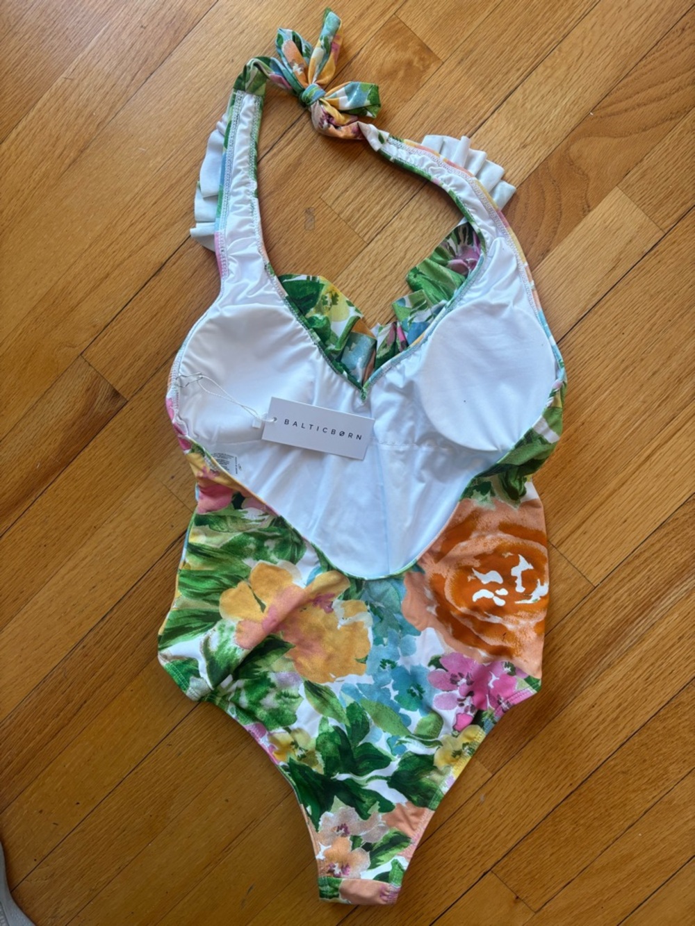 Baltic Born Floral Ruffle One-Piece Swimsuit - Green, Orange, Pink - Picture 5 of 5
